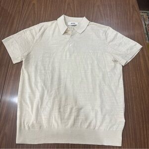 Buck Mason Avalon Knit Polo Shirt Mens Medium Short Sleeve Lightweight Cream